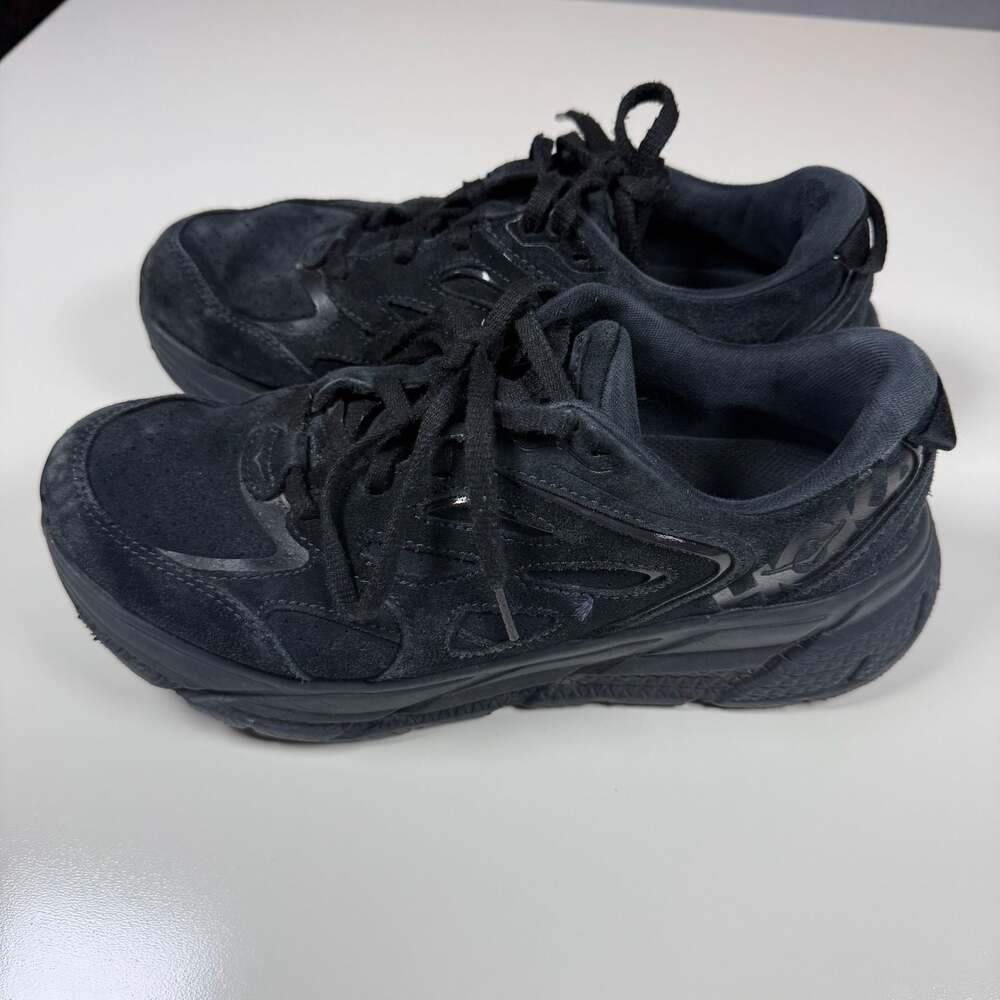 Hoka One One Clifton L Suede Black/Black Sneakers W 8.5 M 7.5